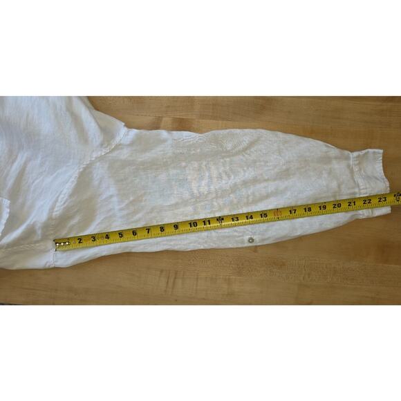 TAHARI Linen Lagenlook Long-Tunic Button-Up Shirt Roll Sleeve White Womens 2XL - Picture 6 of 7